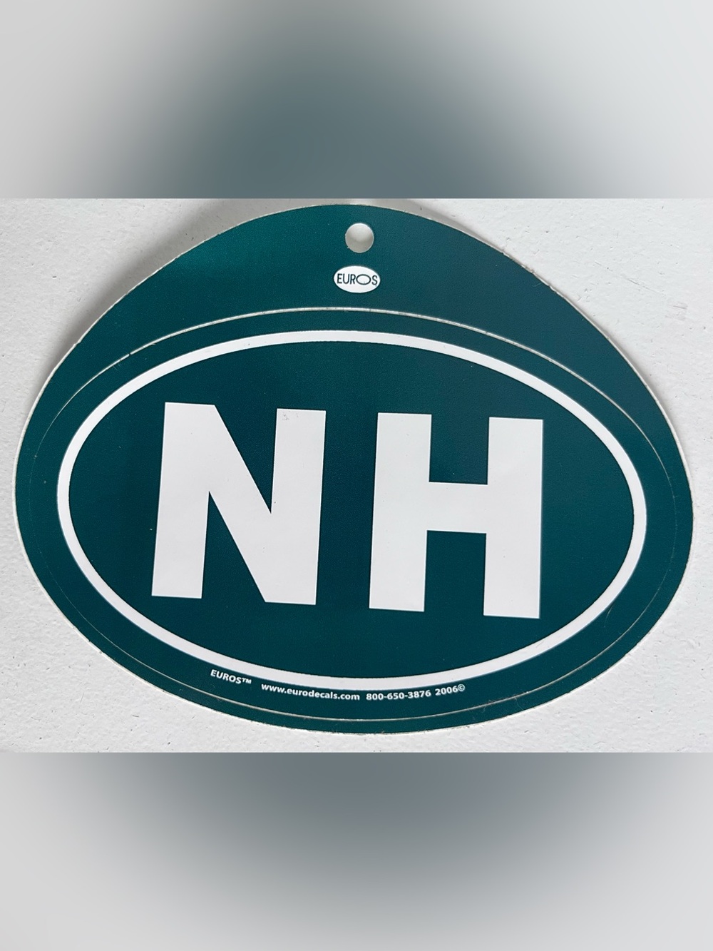 NH New Hampshire Oval Decal Sticker Dark Teal Green and White